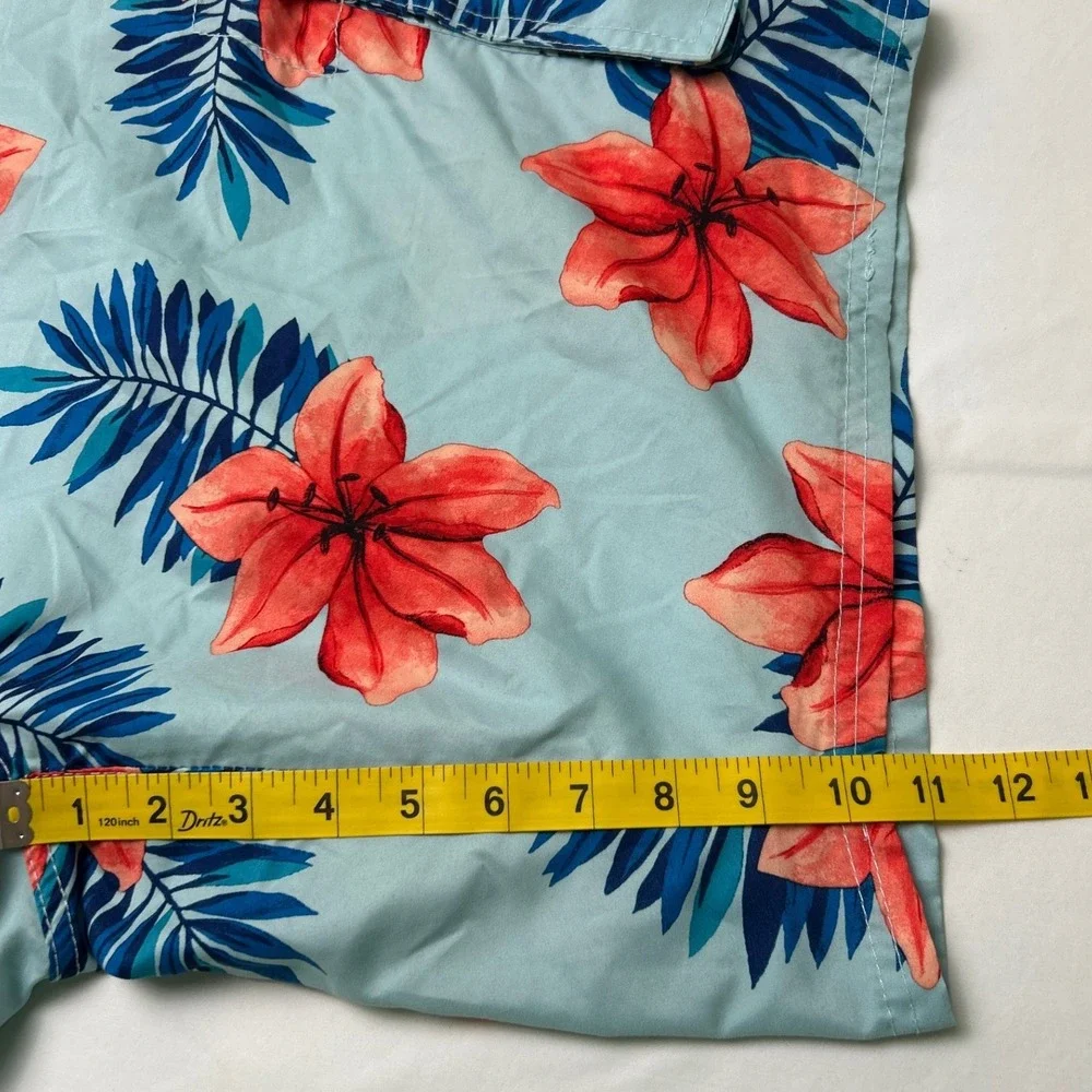 Kanu Surf Mens Tropical Floral Cargo Swim Trunks Size 3X Blue Beach Vacation